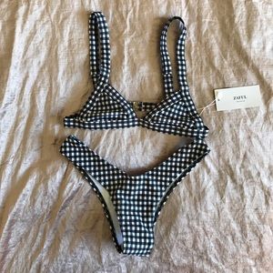 NWT High Leg Gingham Bikini